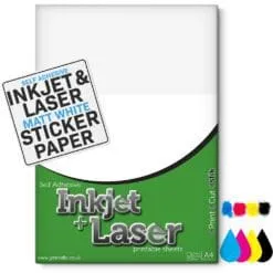 Inkjet And Laser Printable Matt White Paper A4 Sheets