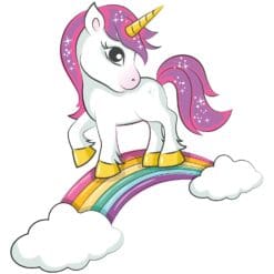 Pink Haired Unicorn On Rainbow Printed Heat Transfer Iron On Decal From GM Crafts