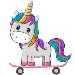 Skateboarding Unicorn Printed Heat Transfer Iron On Decal From GM Crafts