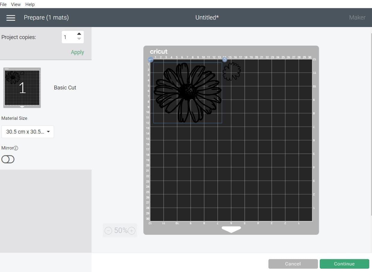 cricut continue flower