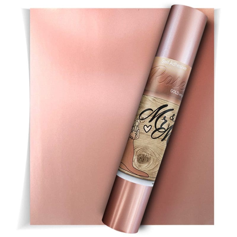 Madlie Rose Gold Permanent Adhesive Vinyl Roll Scrapbooking,and Other Craft Cutters. 12 x 15 FT Premium Permanent Vinyl for Craft，Signs 