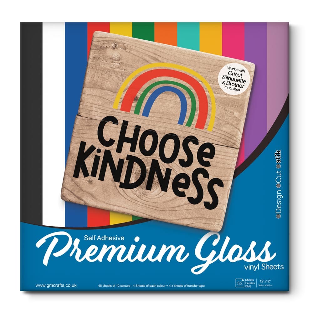 Premium Gloss Vinyl with App Tape 12 x 12 (52pk) - GM Crafts