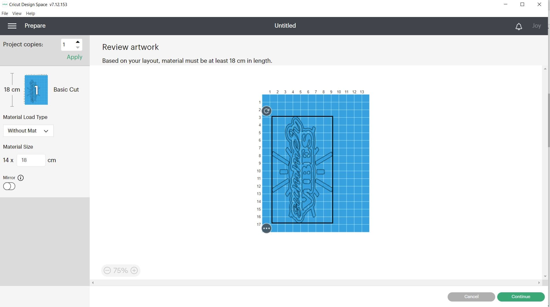 joy chop screen 4 cricut