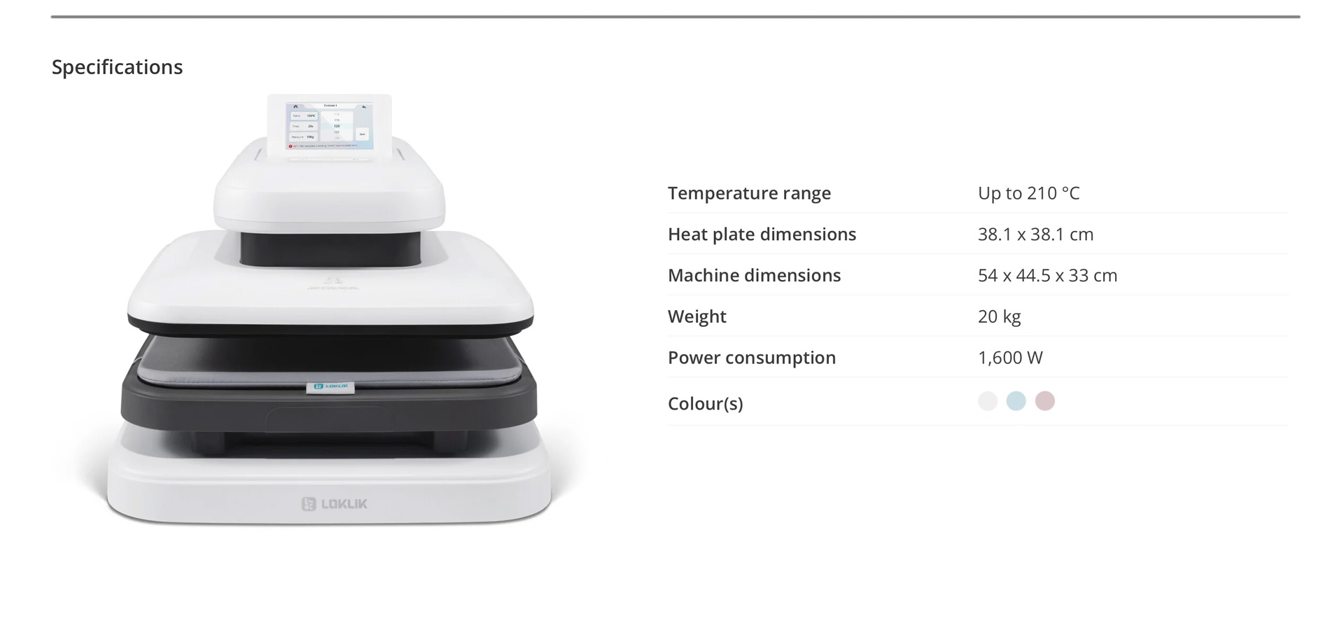 Loklik-Impress-Auto-2-Smart-Heat-Press-Specs-White