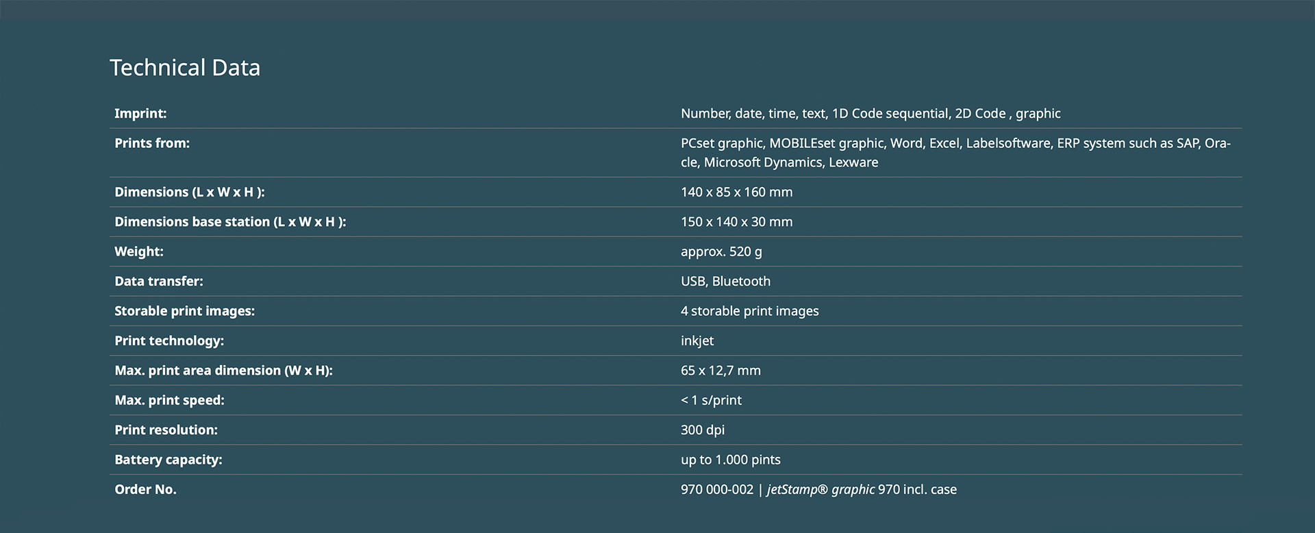 Reiner-970-Technical-Data-