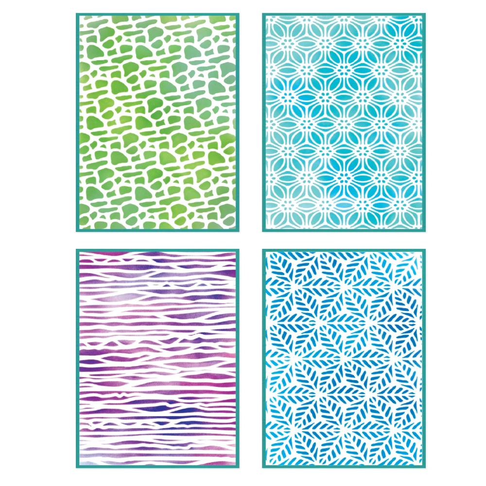 Sizzix A6 Stencil Background Textures By Vicki Boutin (4pk)
