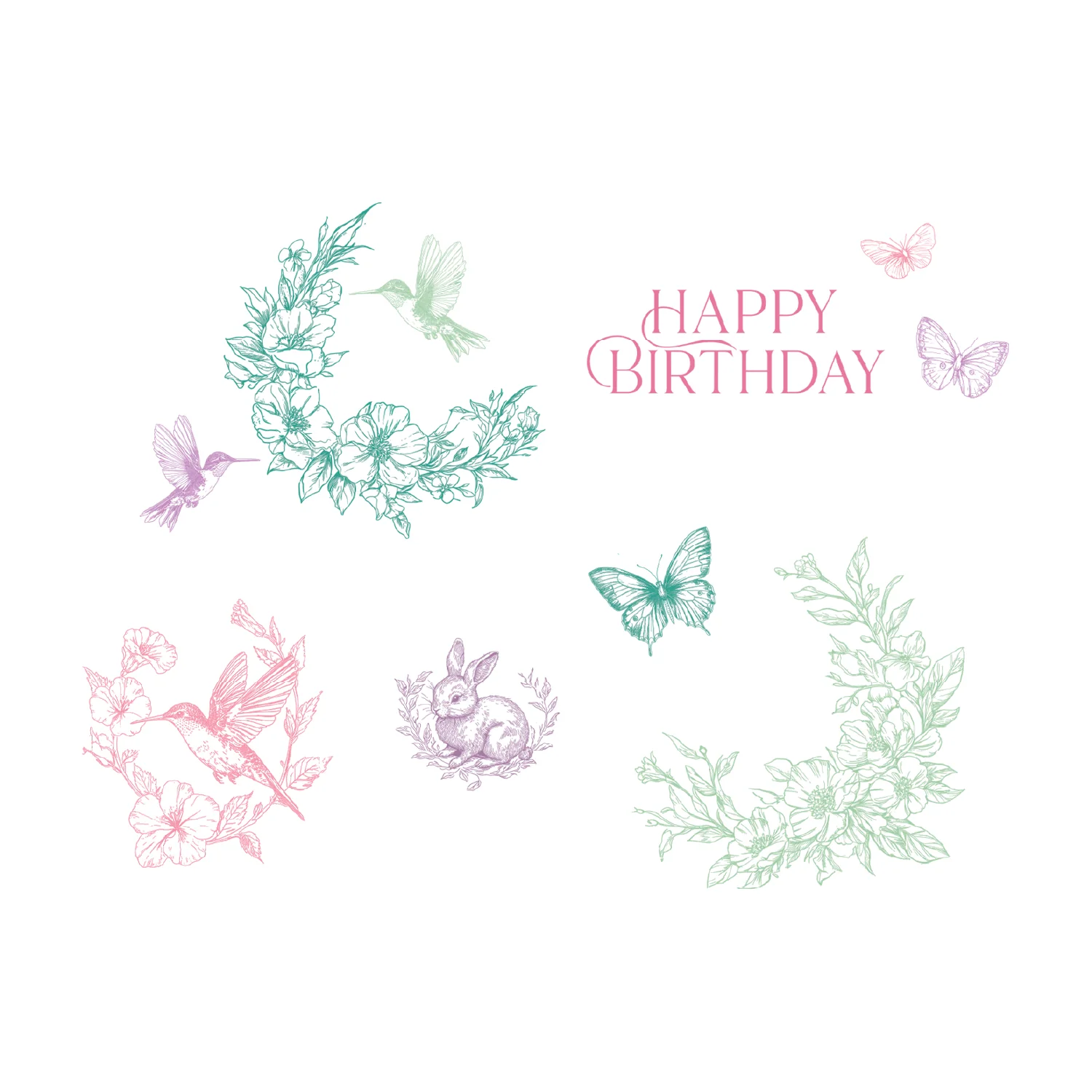 Sizzix Clear Stamp Set Birthday Blooms By Willow Wolfe (10pk)
