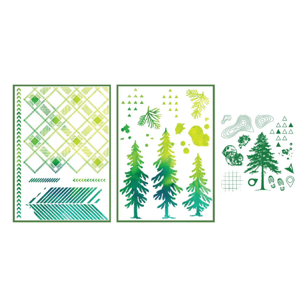 Sizzix Clear Stamps Set 13PK w/1PK Stencils Set Outdoor Essentials by 49 and Market