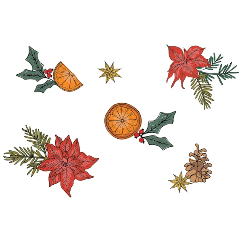 Sizzix Clear Stamps Set Poinsettia + Pine (11pk)