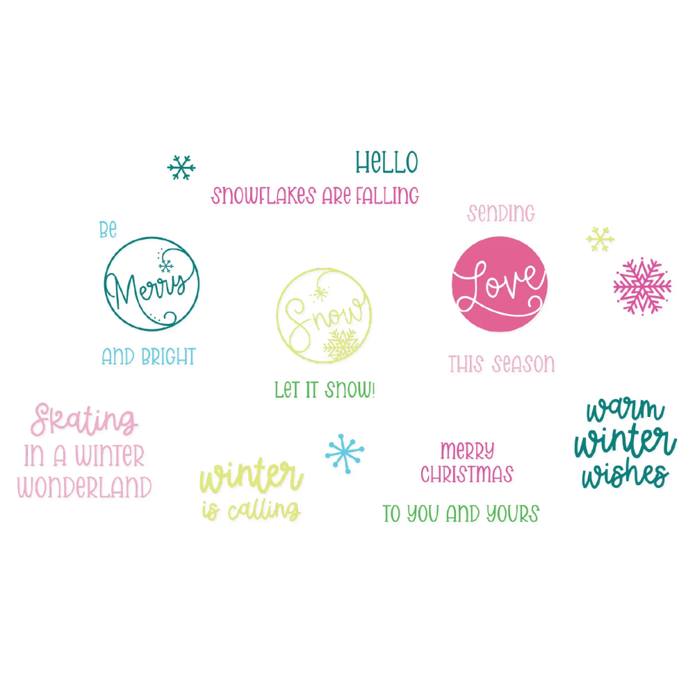 Sizzix Clear Stamps Set Warm Winter Wishes Sentiments By Catherine Pooler (18pk)