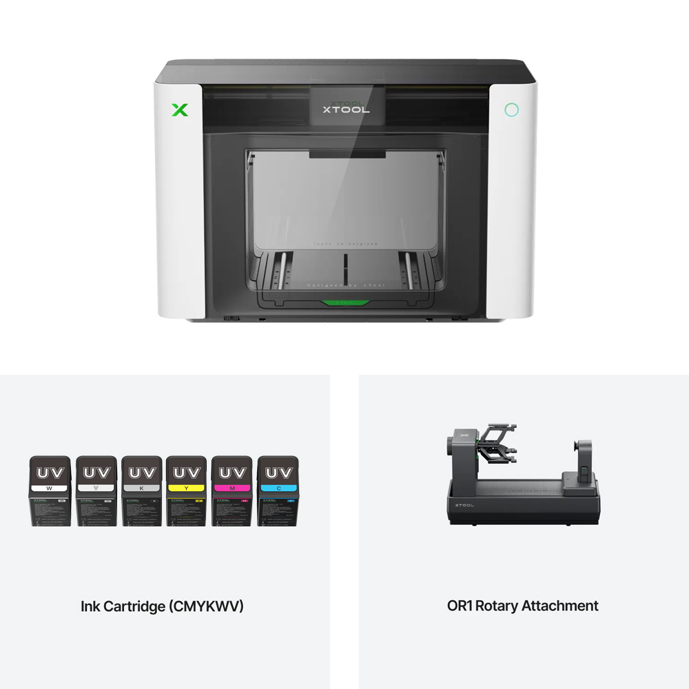 xTool O1 Omni Printer Single UV Rotary Bundle desktop UV printer with OR1 rotary attachment