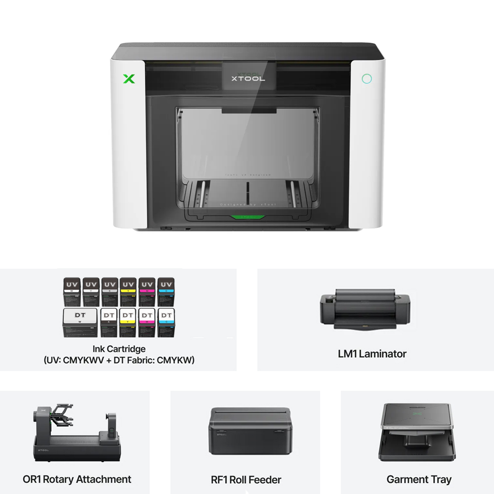 xTool O1 Omni Printer UV & DT Versatile Bundle desktop 4 in 1 UV DTG DTF and UV DTF printer